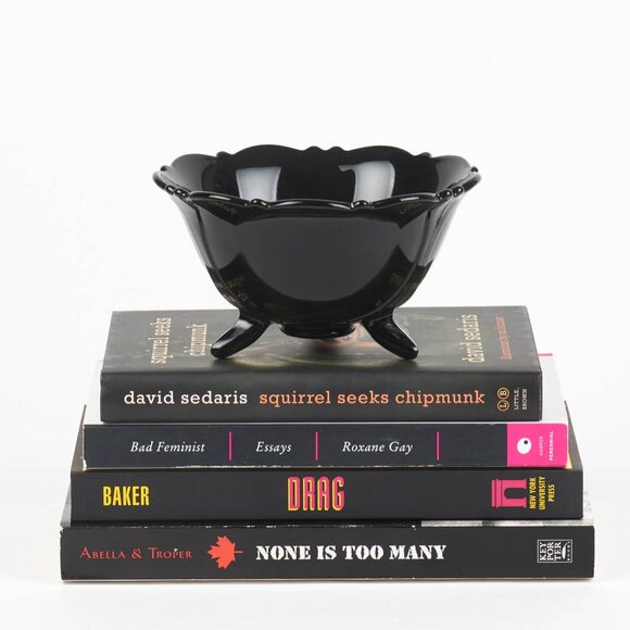 L.E. Smith Other - L.E. Smith 1930s Black Depression Glass 3-Legged Black Dish - Art Deco